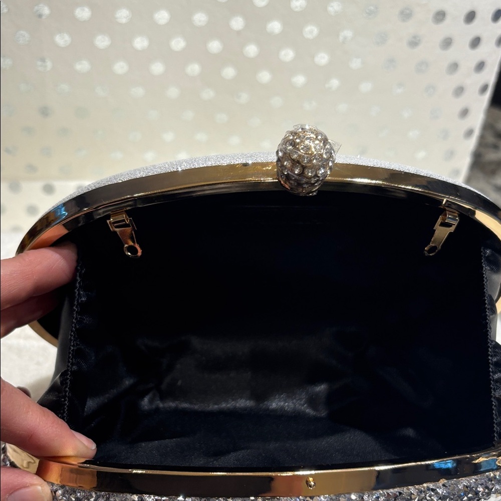 Elegant Silver Crystal Evening Clutch - Picture 5 of 6